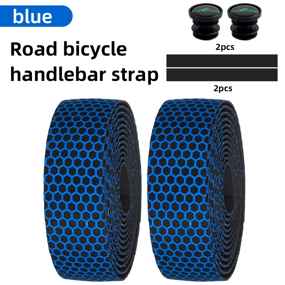 Road Bike Handlebar Tape – Honeycomb Silicone EVA Anti-Slip Wrap Bike Handlebar Tape Axl Blue