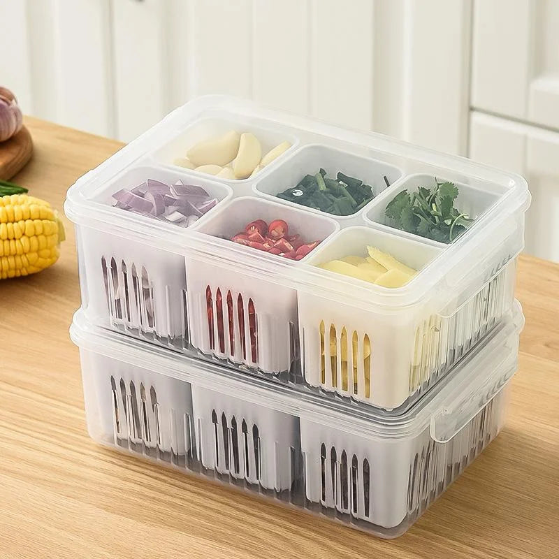 Fridge Fresh-Keeping Drain Box – Garlic Veggie Organizer Food Storage Container Axl