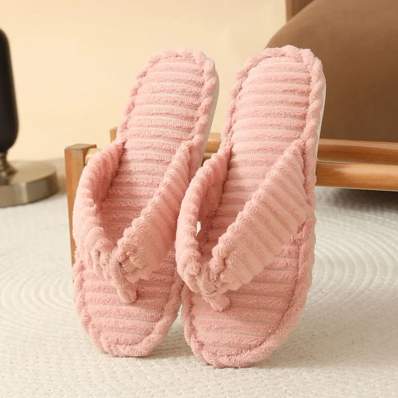 Women's Corduroy Plush Slippers – Soft Sole Indoor Slides Indoor Slippers Axl pink 38-39