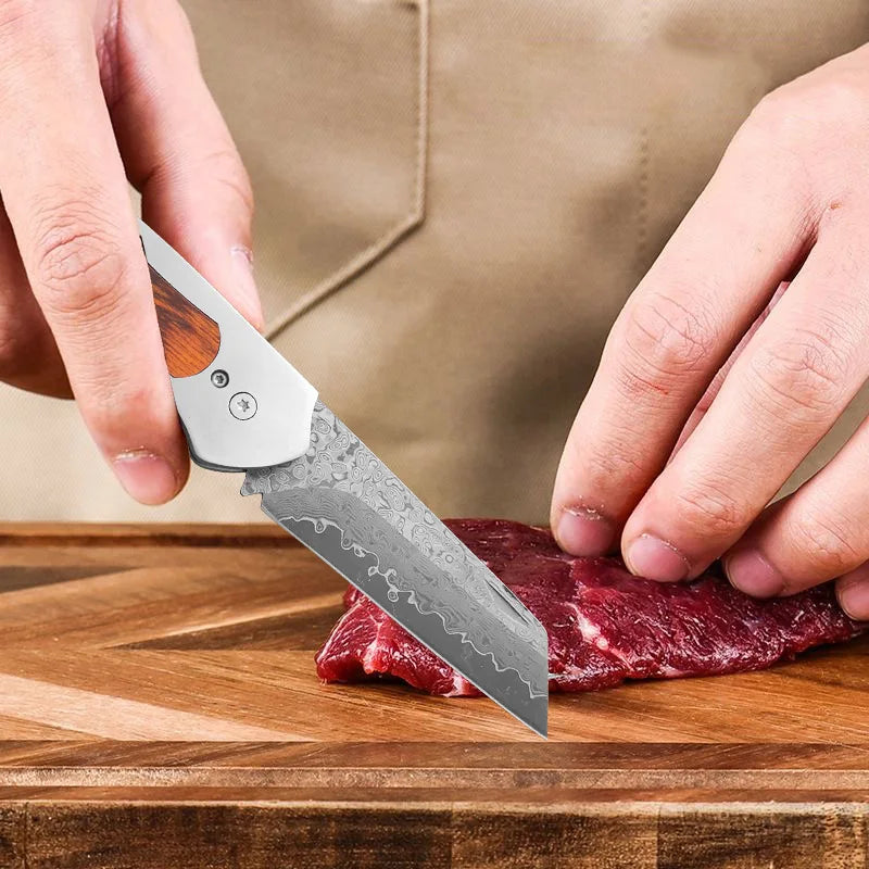 Damascus Steel Boning Knife – Wooden Handle | InLeung Damascus Kitchen Knife Axl
