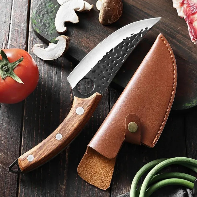 Stainless Steel Meat Cleaver & Chef Knife – Wooden Handle Kitchen Chef Knife Axl