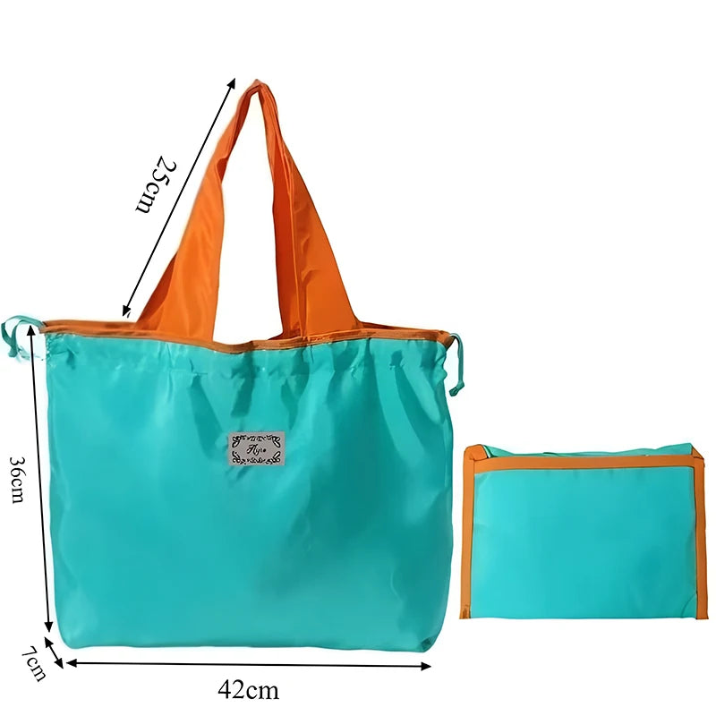 Foldable Waterproof Shoulder Bag – Large Capacity Nylon Tote Foldable Tote Bag Axl Blue