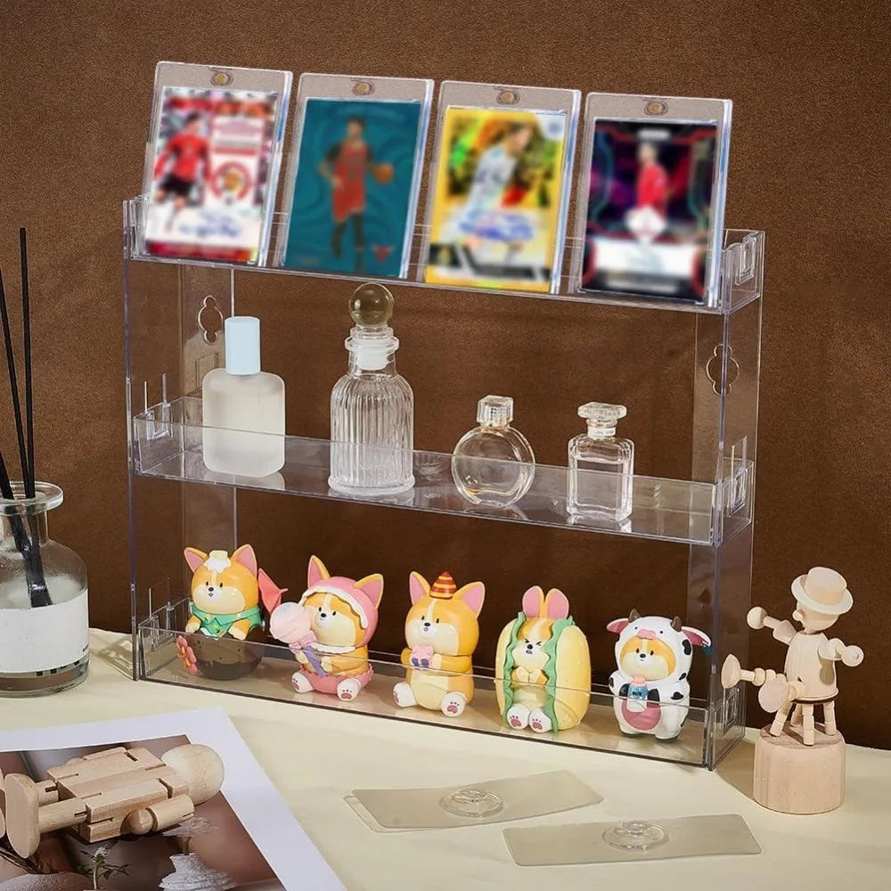 3-Tier Acrylic Trading Card Wall Display Shelf | Clear Organizer Card Display Shelf Axl
