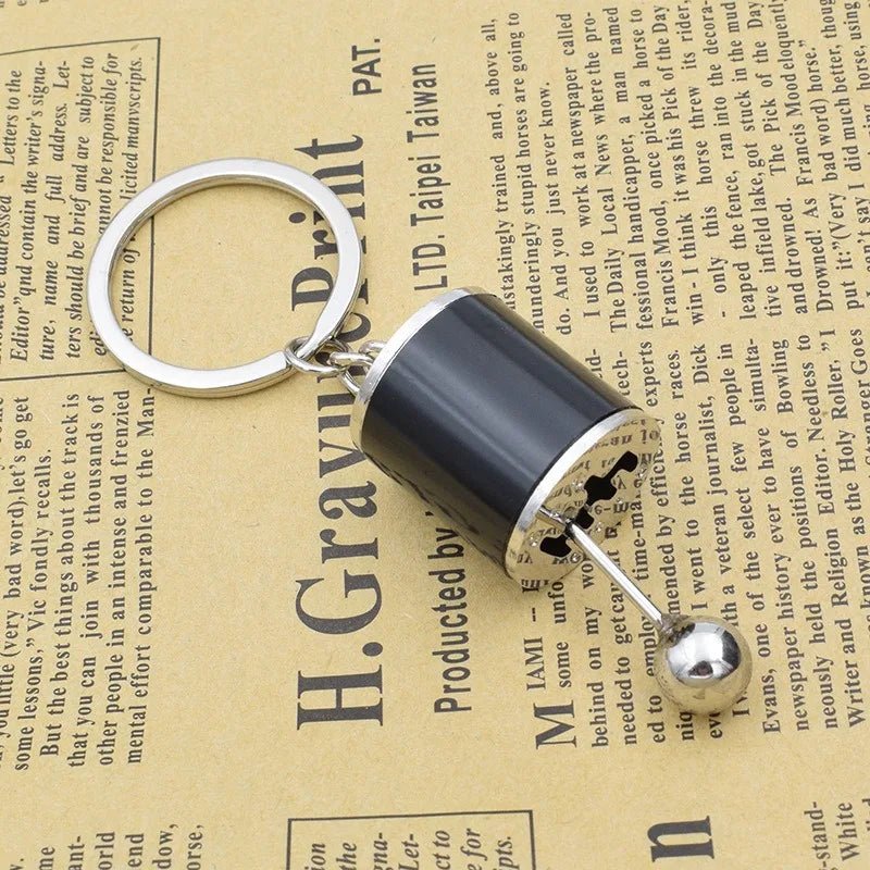 Mini Gear Shift Keychain – Metal Car Accessory for Enthusiasts Automotive Keychain Axl Black 1pc
