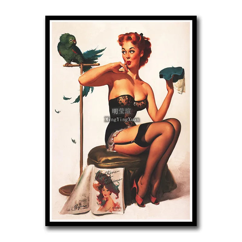 WWII Retro Girl Movie Poster – Vintage Wall Art Home Decor Retro Wall Poster Axl 5 42x30cm