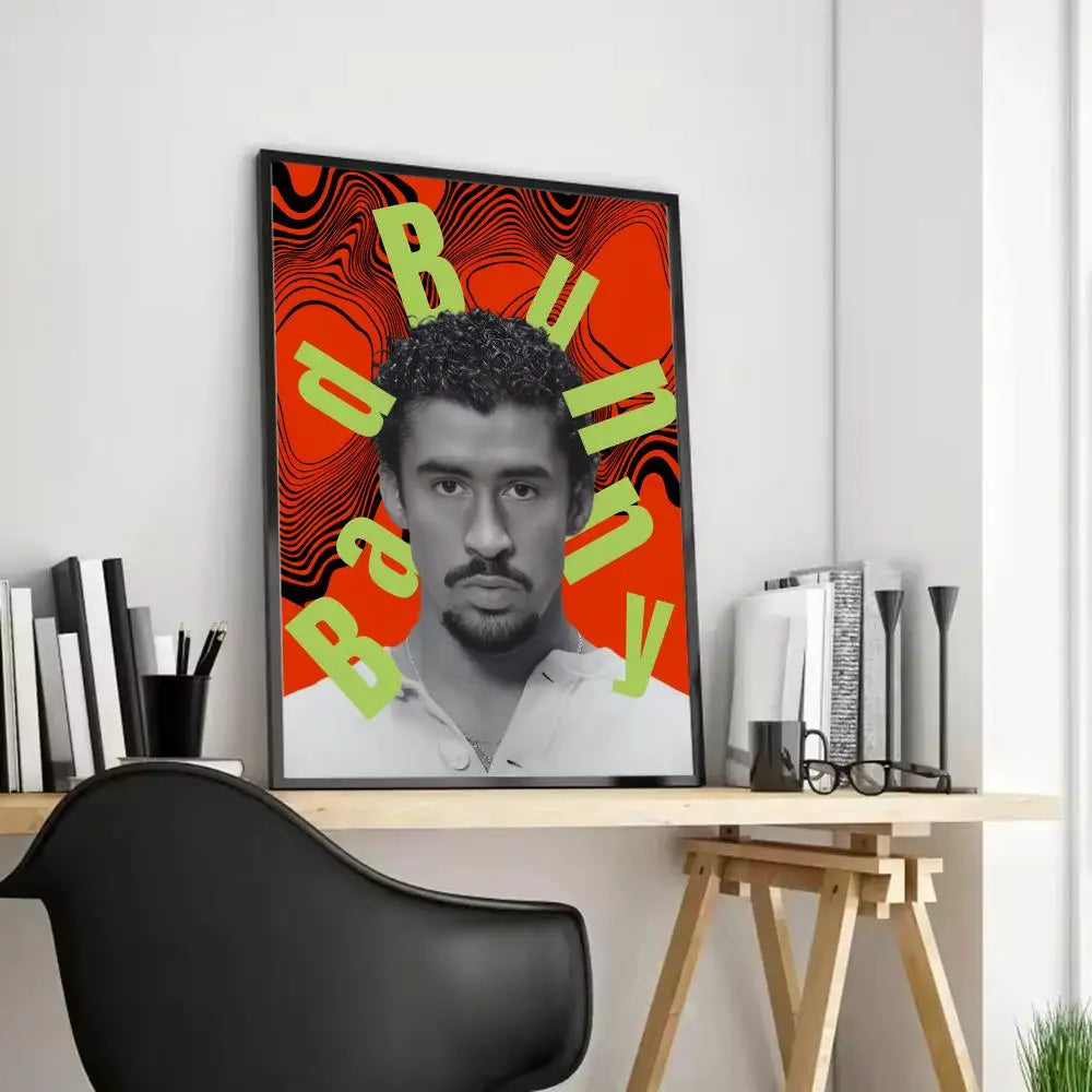Bad Bunny Canvas Wall Art Poster – Unframed Home Décor Canvas Wall Art Axl Black1 21X30cmFrameless