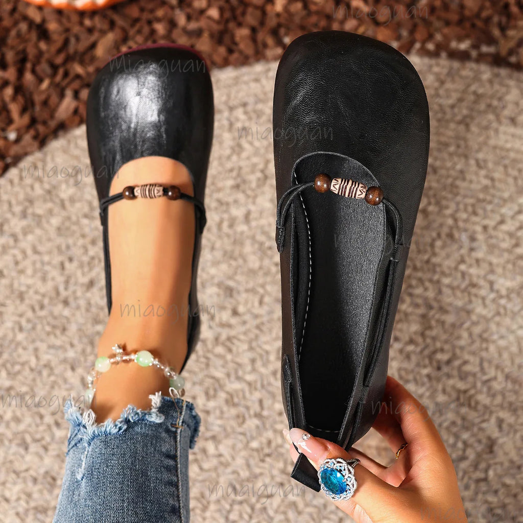 Women's Retro Mary Jane Flats – Slip-On String Bead Loafers Mary Jane Flats Axl
