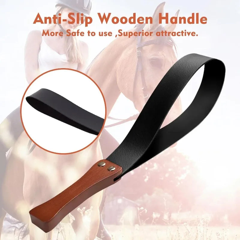19" Leather Riding Crop – Anti-Slip Wooden Handle | Horse Whip Riding Crop Axl