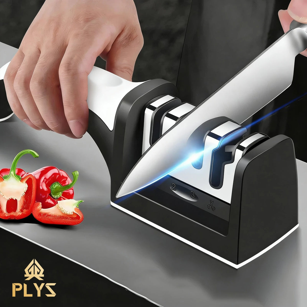 4-Stage Manual Knife Sharpener – Pro Chef Kitchen Tool Knife Sharpener Axl