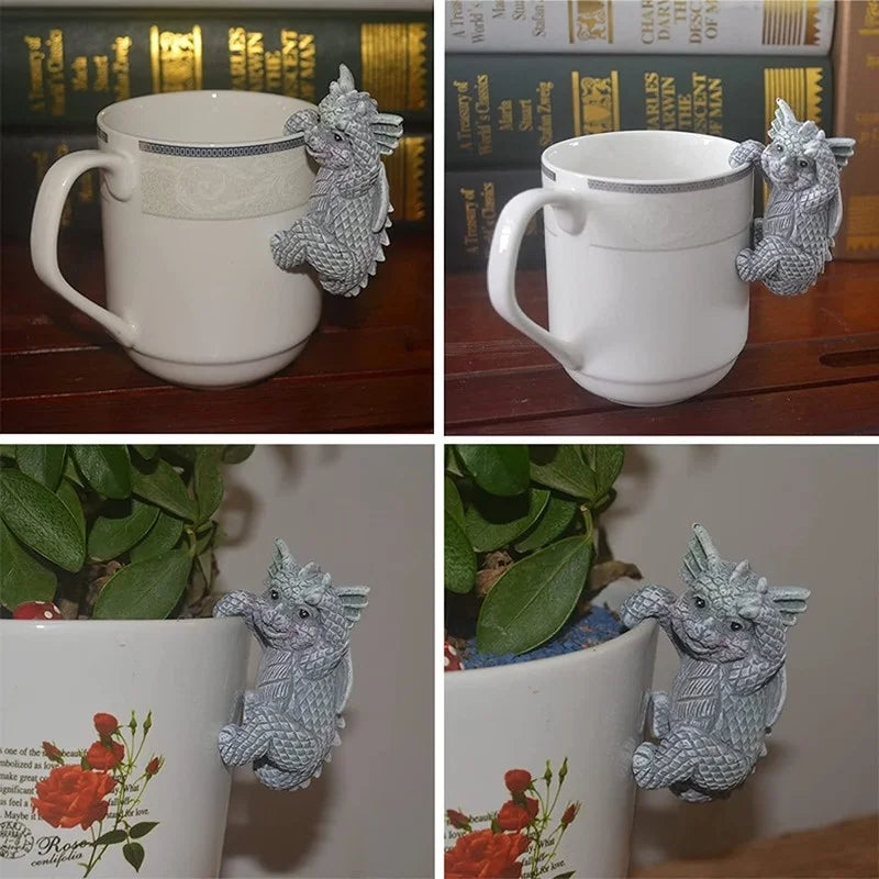 Resin Dragon Dinosaur Hanging Figurines – Set of 4 Pot Decor Resin Figurine Set Axl