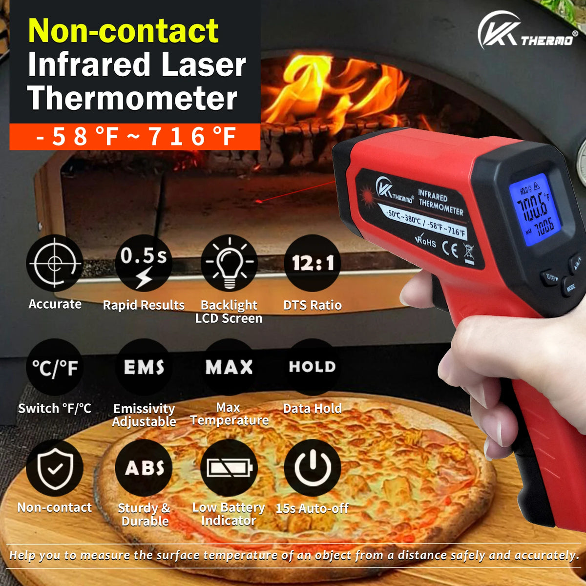 Digital Infrared Thermometer Gun | Non-Contact -50~380°C LCD Infrared Thermometer Gun Axl
