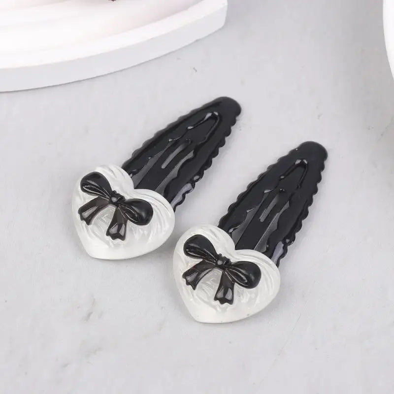 Heart Bowknot BB Hair Clips – Wavy Side Clips for Girls 2/6 Pcs Hair Clips Axl 2pcs