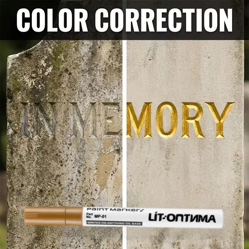Golden Tombstone Marker – Restores Granite & Marble Text Art Marker Pen Axl