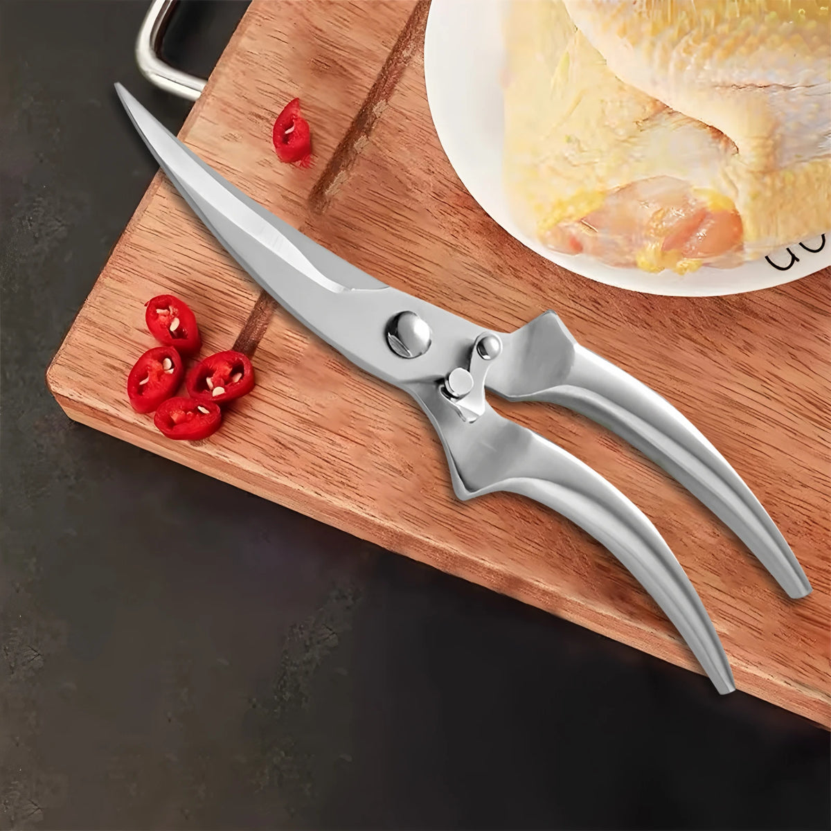 Stainless Steel Kitchen Scissors – Meat, Bone & Poultry Shears Kitchen Shears Axl Scissors-Silvery