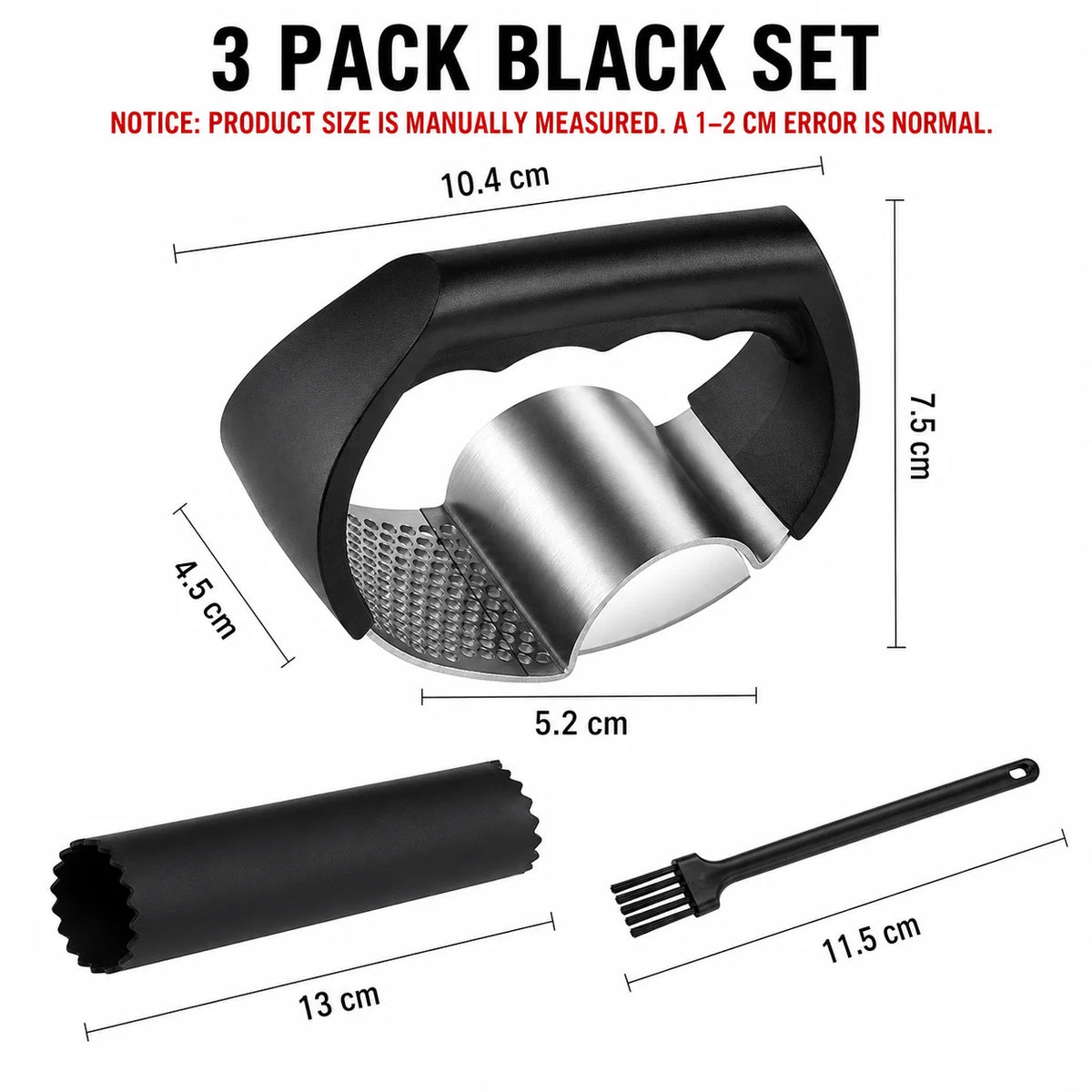 Stainless Steel Rocker Garlic Press – Manual Mincer & Slicer Garlic Press Axl 3 Pack Set