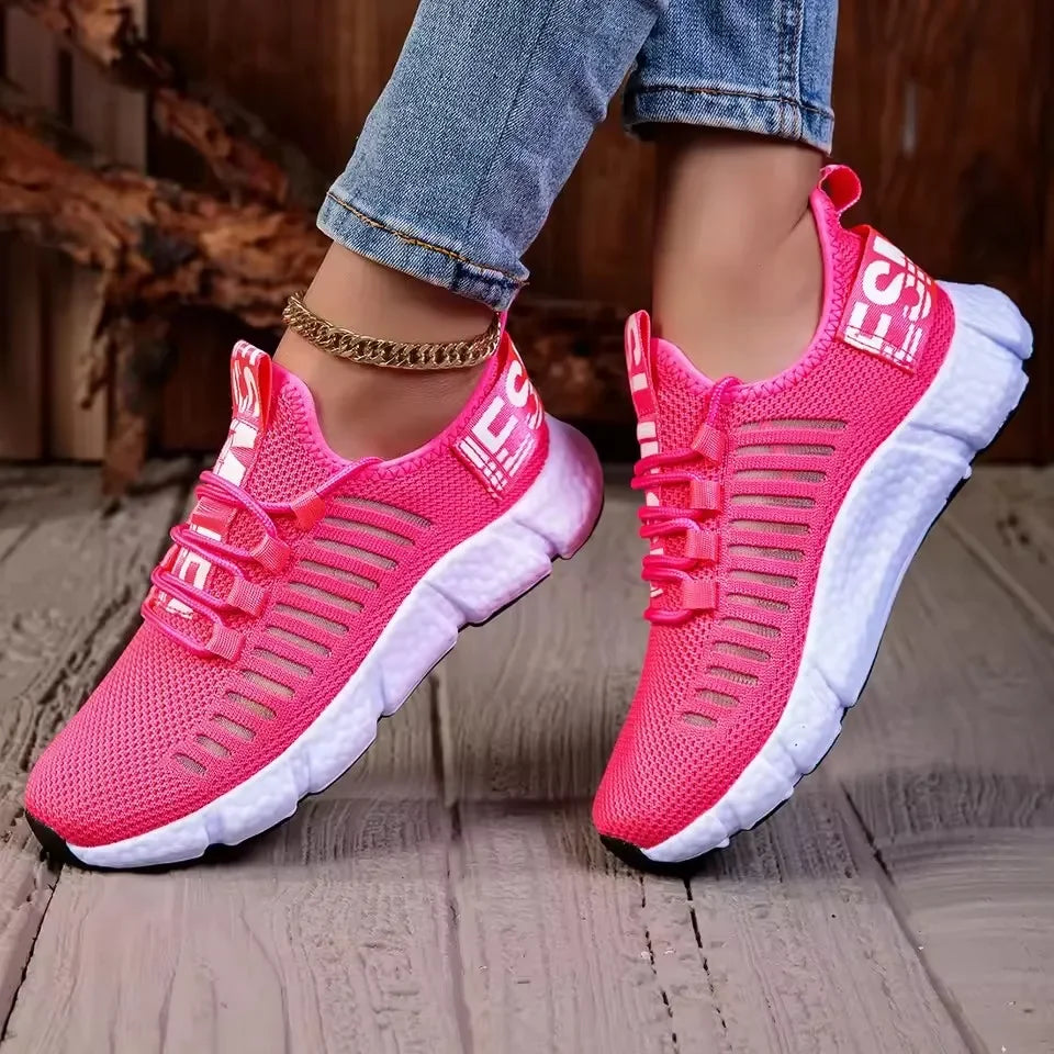 AZGB Pink Mesh Sneakers – Lightweight Women's Sports Shoes Athletic Sneakers Axl