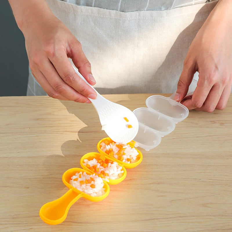 3-Grid Rice Ball Mold with Spoon – DIY Sushi & Bento Maker Rice Ball Mold Axl