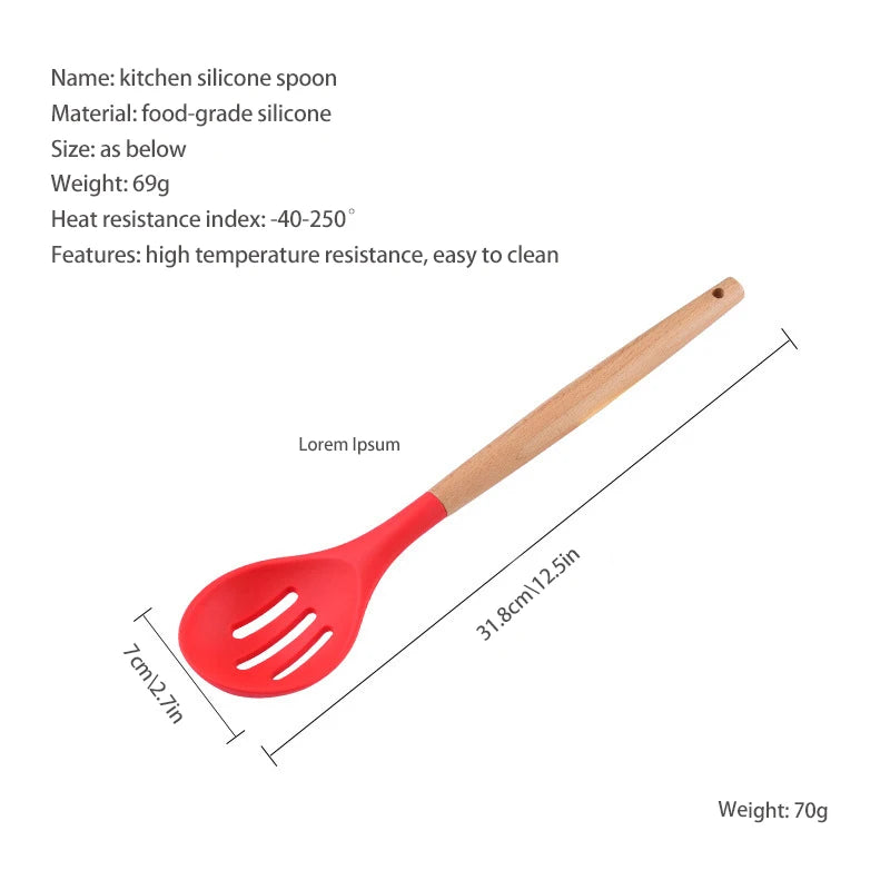 Silicone Skimmer Slotted Serving Spoon – Eco-Friendly Kitchen Tool Silicone Kitchen Utensil Axl