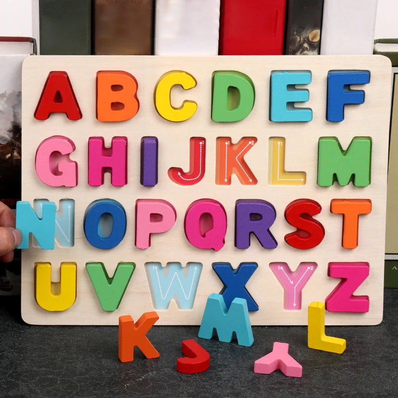 Wooden Alphabet & Number Montessori Puzzle – Kids Learning Toy Wooden Learning Puzzle Axl