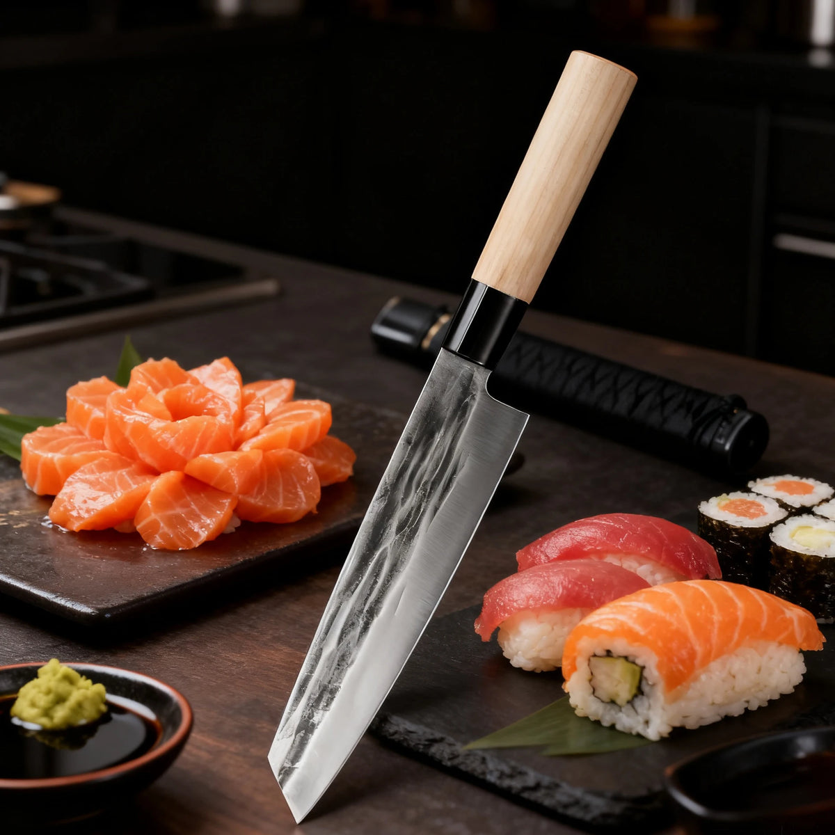 Kiritsuke Knife – Steel Sashimi & Meat Slicing Knife 20cm Kitchen Slicing Knife Axl