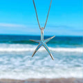 Huitan Blue Starfish Pendant Necklace – Boho Beach Jewelry Pendant Necklace Axl XL1631 40cm 5cm