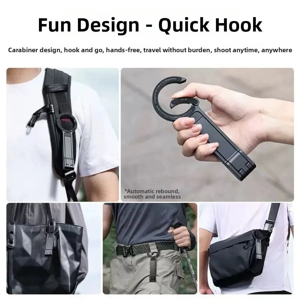 Foldable Magnetic Phone Tripod Carabiner – Adjustable Vlog Stand Phone Tripod Stand Axl