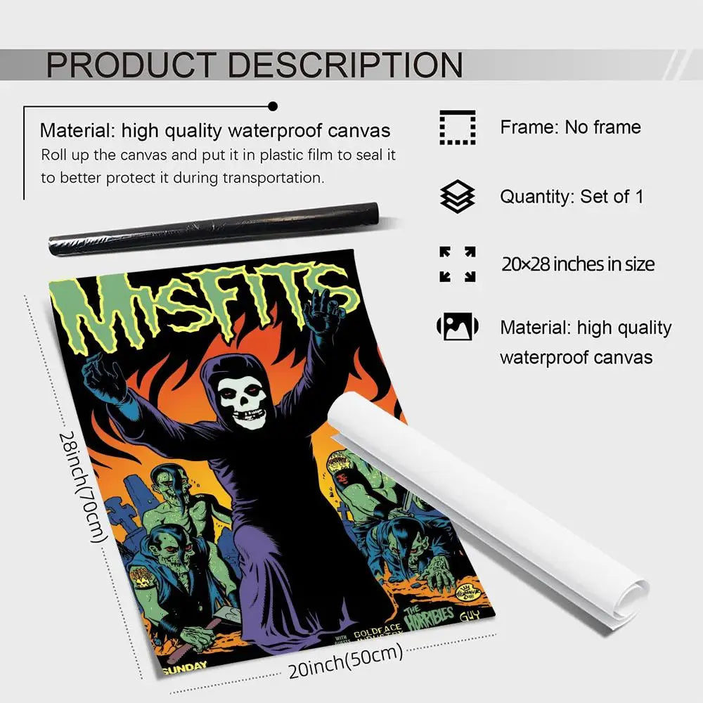 Misfits Band Canvas Wall Art Poster – Unframed Music Décor Canvas Wall Art Axl