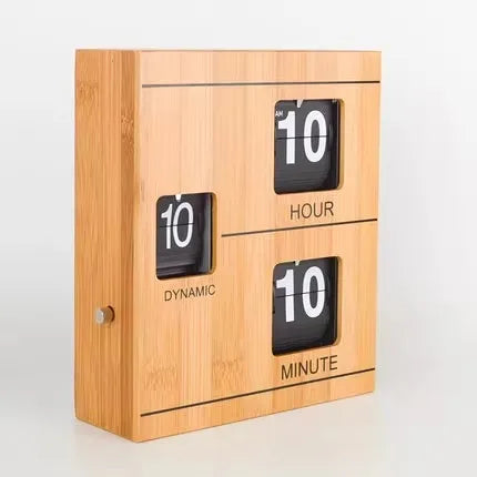 Retro Book Flip Clock – Vintage Desk Clock | Black & White Flip Desk Clock Axl Wood Color