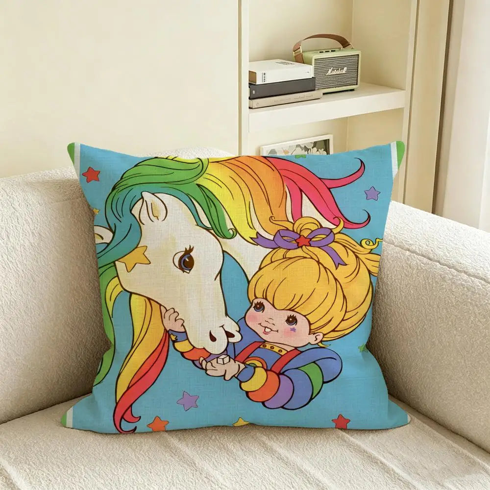 Rainbow Cartoon Linen Cushion Cover Set | Sofa & Bed Décor Linen Cushion Cover Axl White5 30X30cm