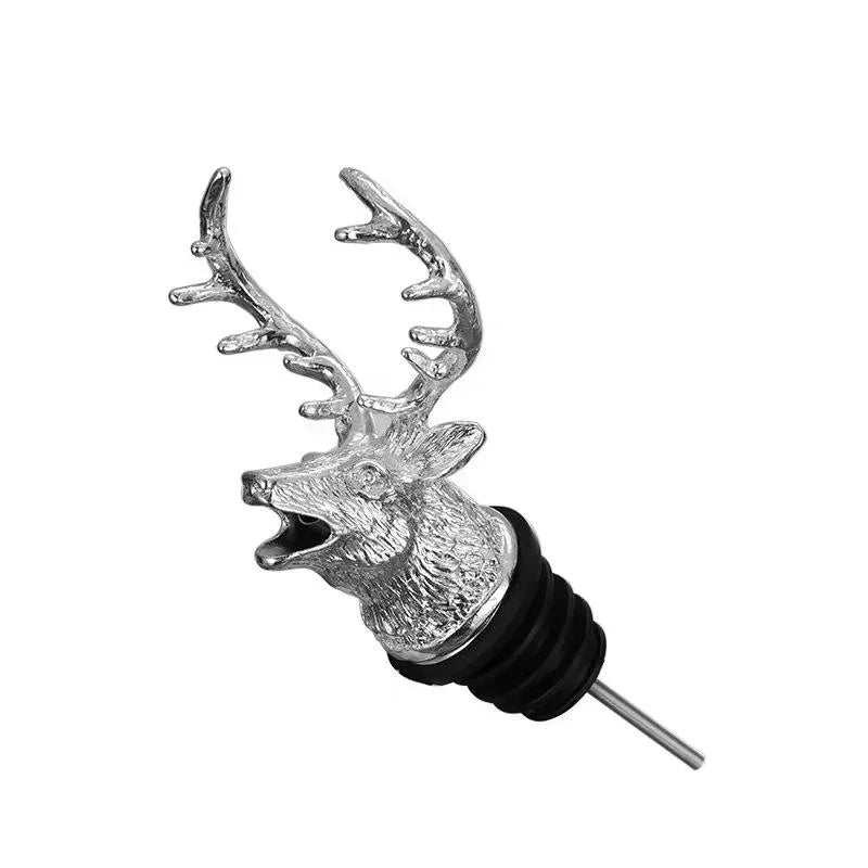 Deer Head Wine Bottle Pourer – Zinc Alloy Spout Stopper Wine Bottle Pourer Axl Silver
