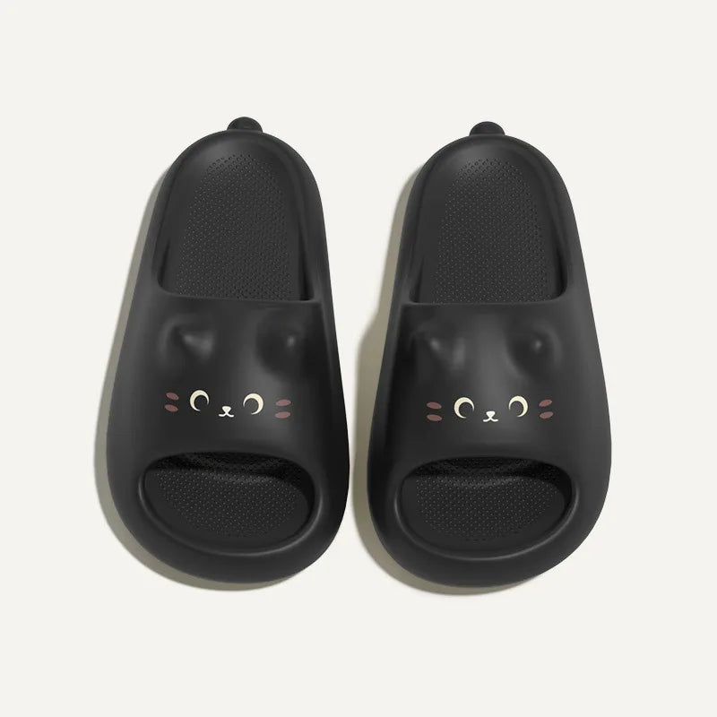 Kawaii Cat Family Matching Slippers – Parent & Child Home Slides Family Matching Slippers Axl Black 44-45 (foot 27cm)
