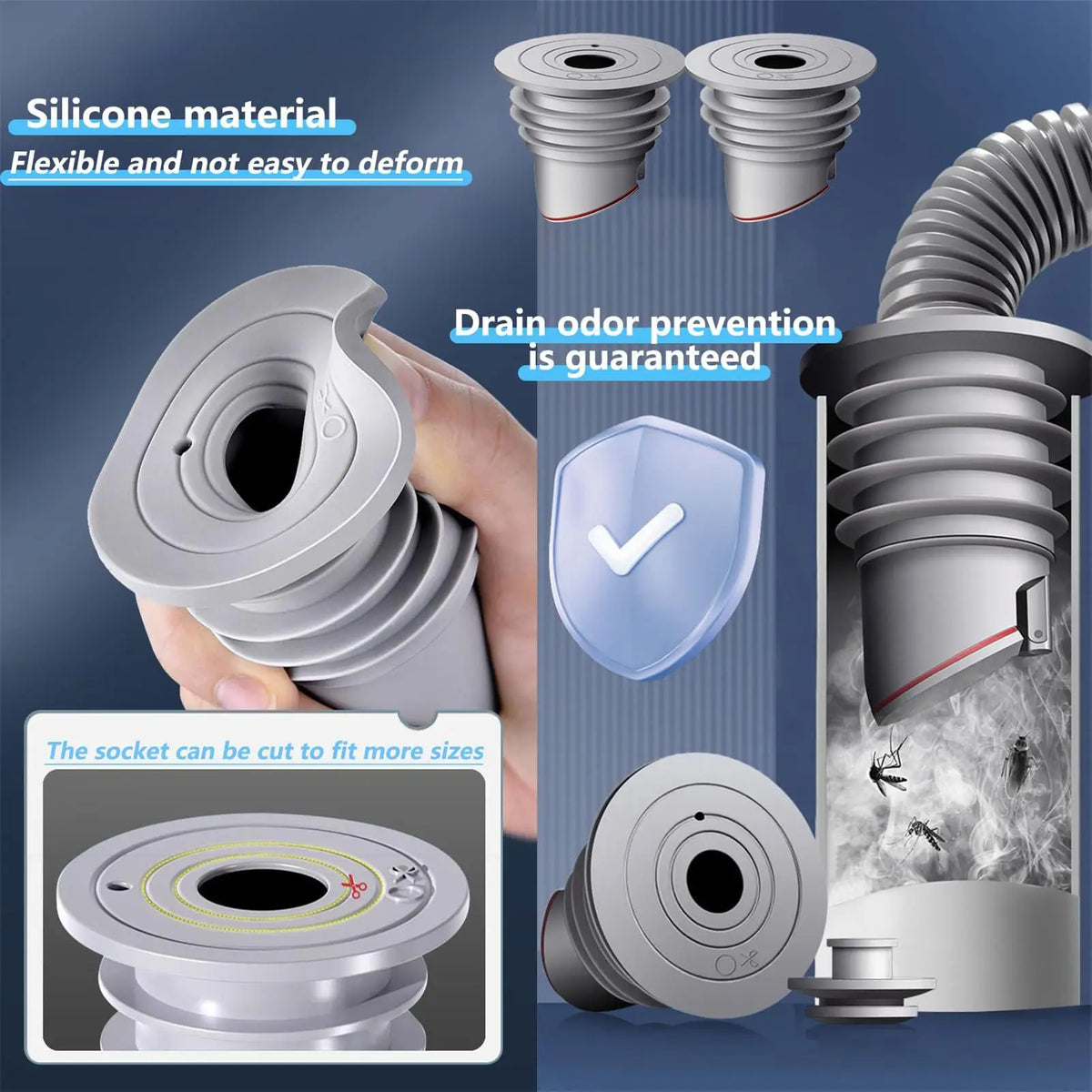Silicone Drain Seal Ring – Anti-Odor Sink & Floor Pipe Plug Drain Seal Plug Axl