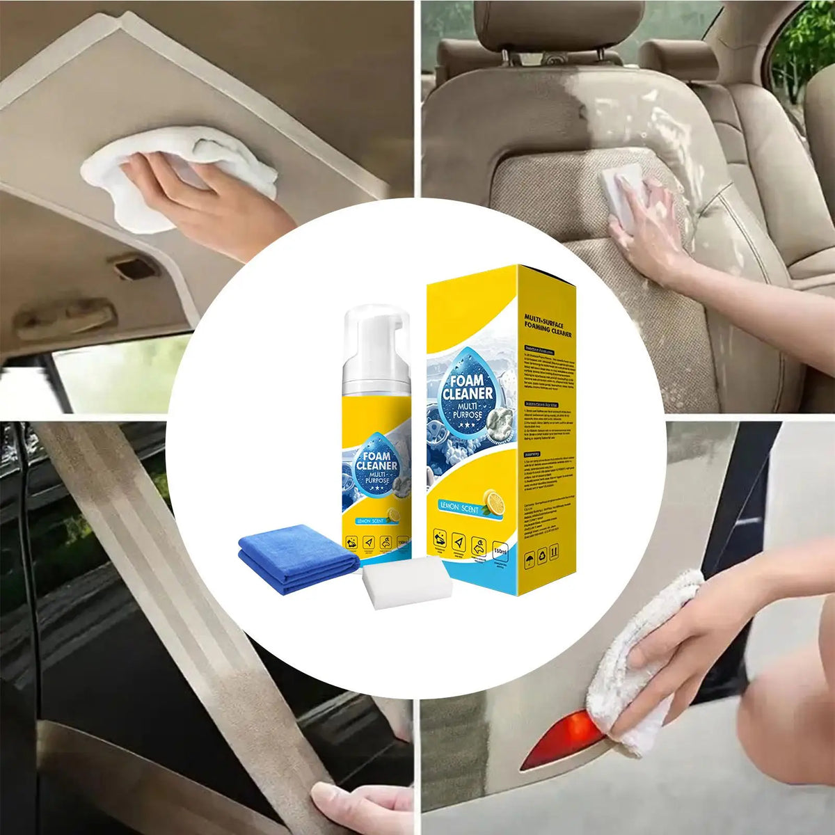 Car Interior Foam Cleaner – No-Rinse Multi-Surface Detailer Auto Interior Cleaner Axl