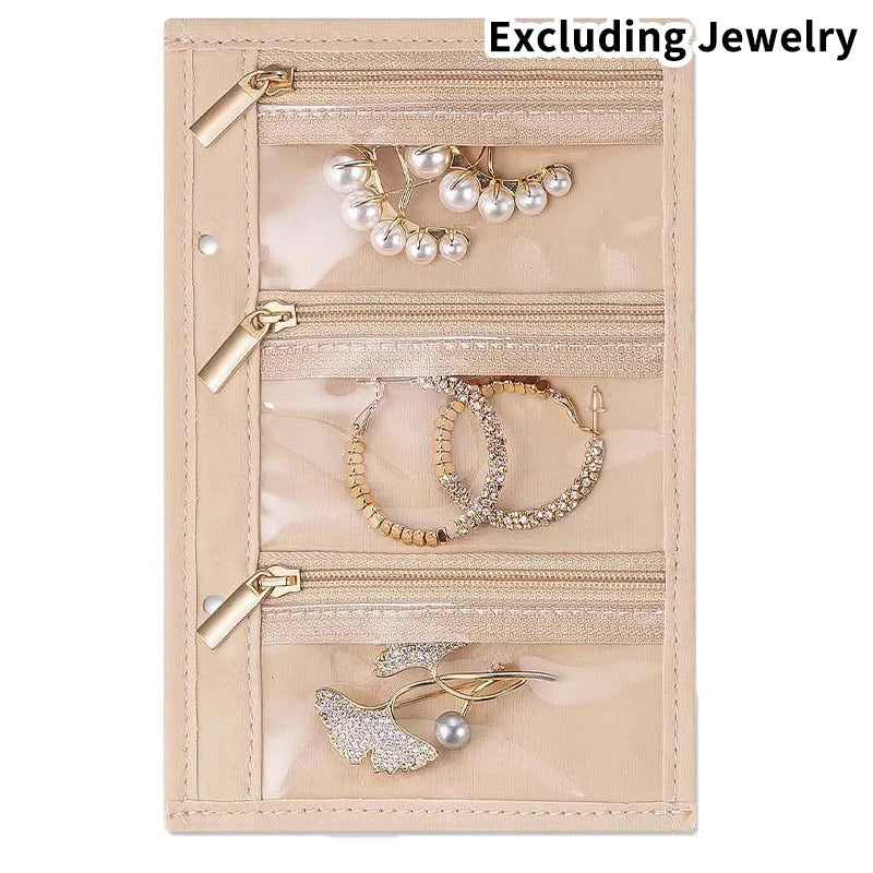 PU Leather Jewelry Storage Book – Zipper Binder & Clear Pockets Jewelry Storage Organizer Axl 3 grid