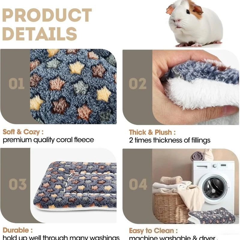 2-Pack Soft Plush Beds for Guinea Pigs, Hamsters & Small Pets Small Pet Bed Axl