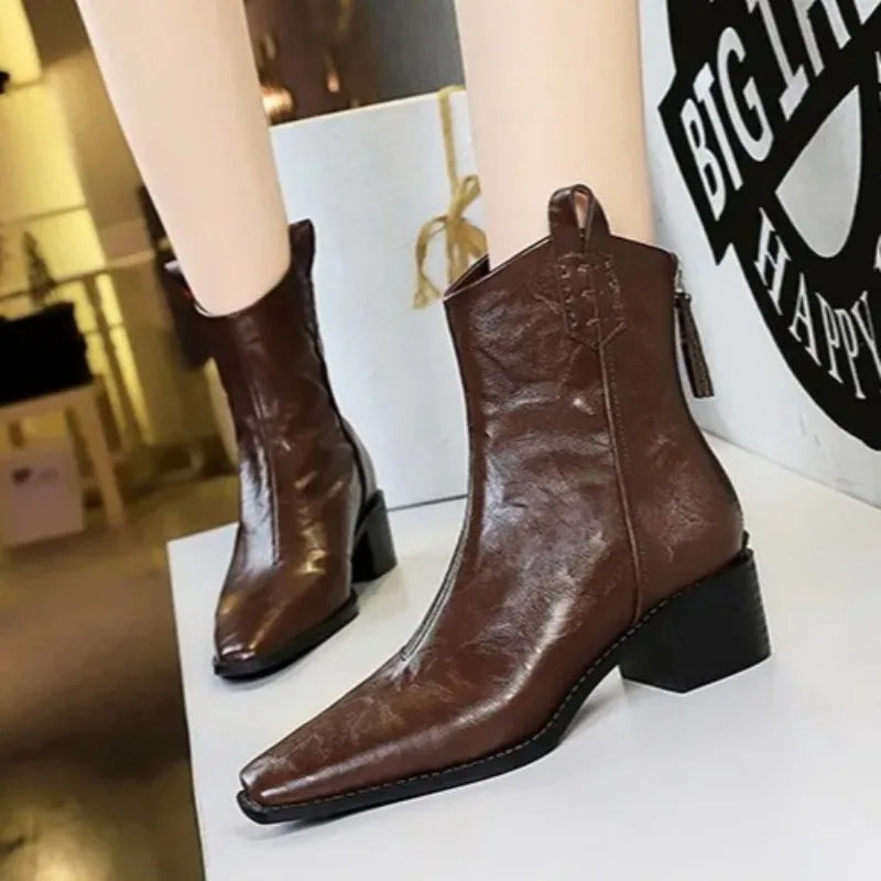Women's Pointed Toe Chelsea Ankle Boots High Heel Zip Chelsea Ankle Boots Axl