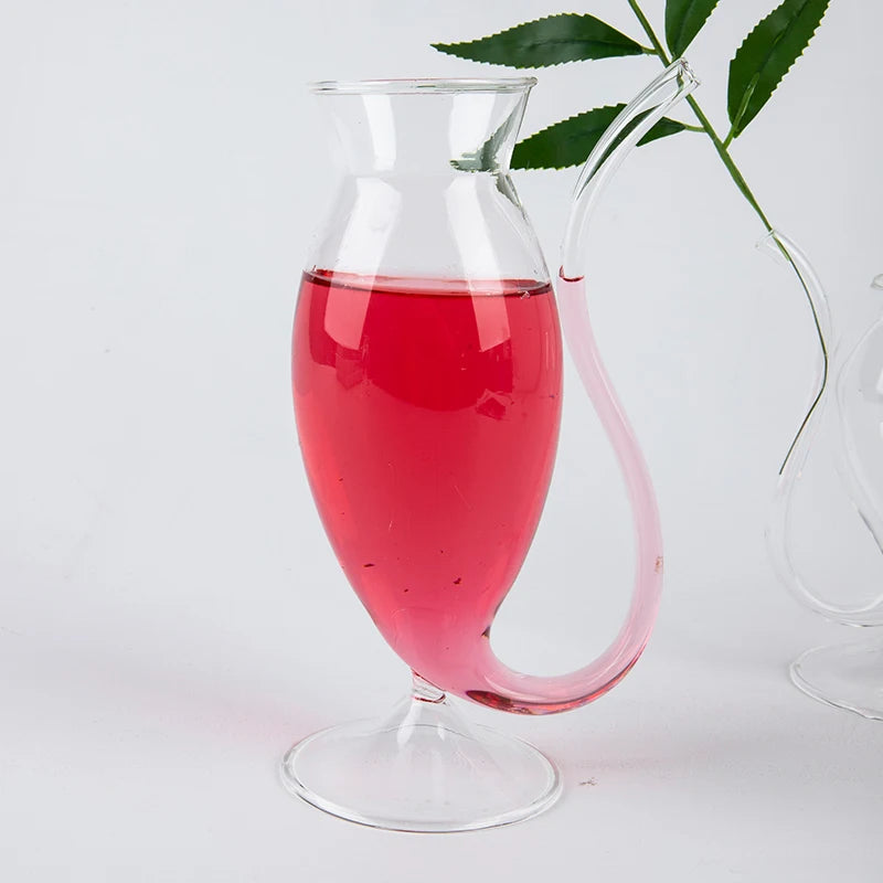 Creative Wine Glass with Built-In Straw | Borosilicate Cup Novelty Wine Glass Axl D