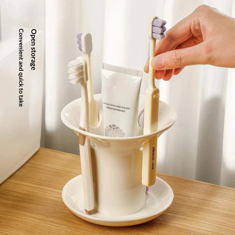 White Multi-Slot Toothbrush Holder – Bathroom Countertop Caddy Toothbrush Holder Axl