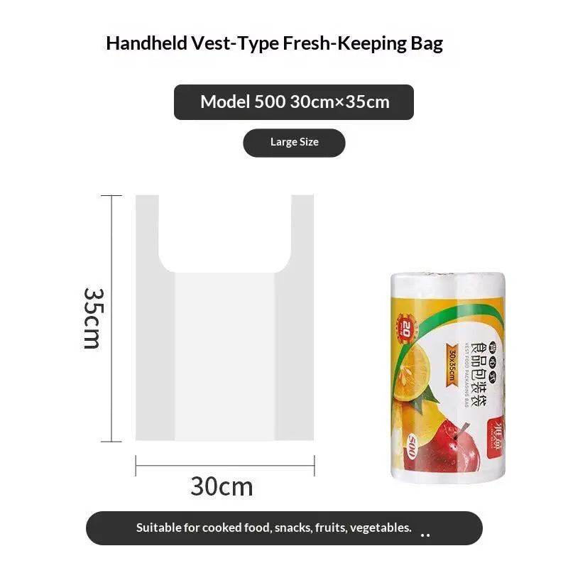Food Grade PE Food Preservation Bags 200/300/500 Pcs Roll Food Storage Bags Axl L