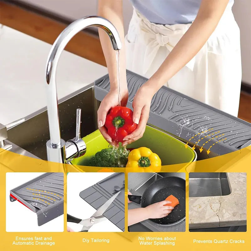 Silicone Sink Splash Guard 20" – Cuttable & Suction Cup Sink Splash Guard Axl