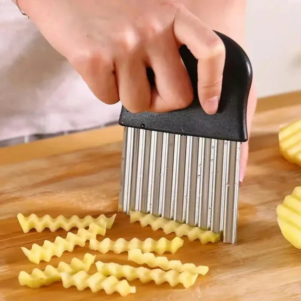 Stainless Steel Crinkle Cutter – Wavy Potato & Veggie Slicer Vegetable Crinkle Cutter Axl B