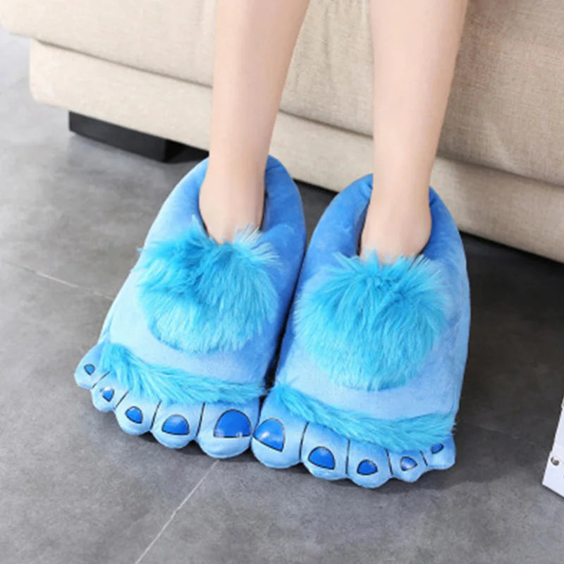 Women's Chunky Fuzzy Indoor Slippers – Novelty Bigfoot Warm Indoor Fuzzy Slippers Axl Blue ONE SIZE China Mainland