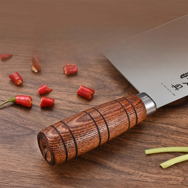 Solid Wood Handle Stainless Steel Slicing Knife – PLYS Kitchen Slicing Knife Axl
