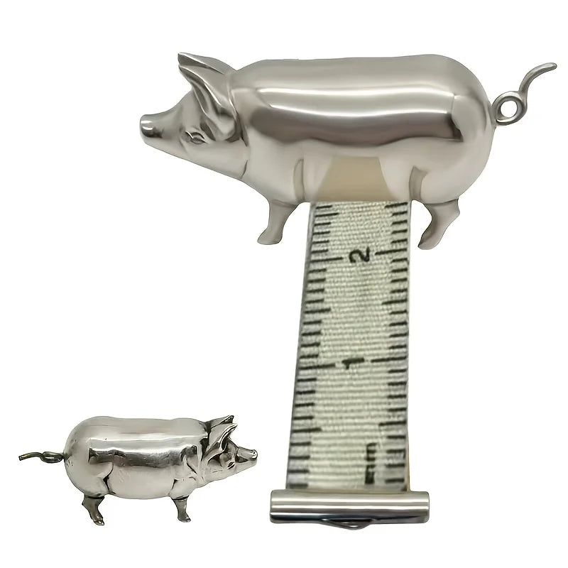 Antique Pig Mini Tape Measure – Vintage Metal Sewing & Craft Tool Novelty Tape Measure Axl 1pc