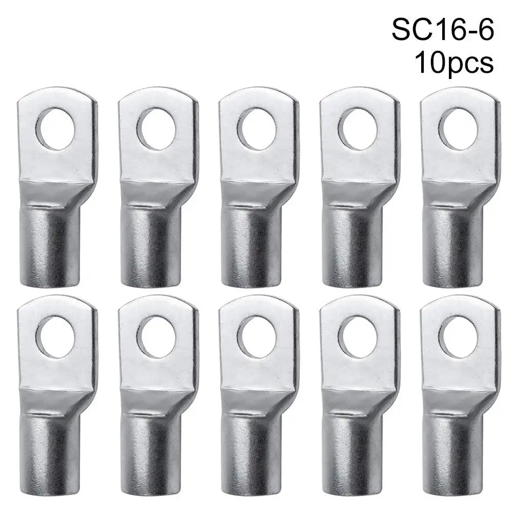 10Pcs SC Type Tinned Copper Ring Terminal Crimp Lug Kit Ring Terminal Crimp Lugs Axl 10pcs SC16-6
