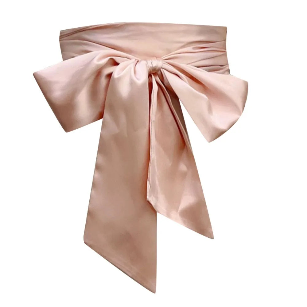 Women's Satin Bow Waist Belt – Wide Cummerbund Ribbon Strap Satin Waist Belt Axl Pink