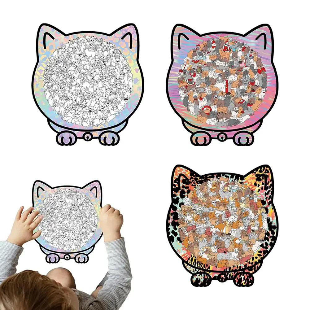 135-Piece Cat Shaped Wooden Jigsaw Puzzle | Morandi Colors Wooden Jigsaw Puzzle Axl