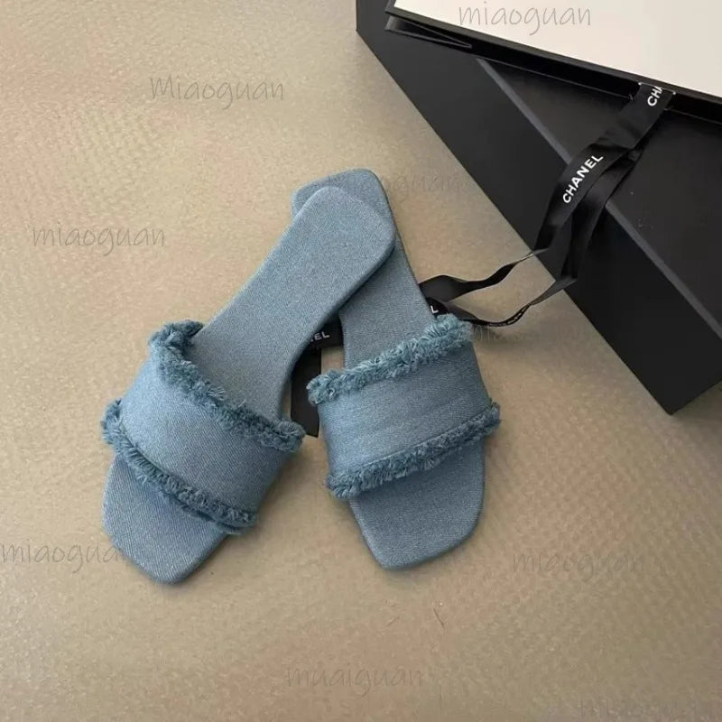 Women's Open-Toe Flat Slides – Summer Beach Slippers & Sandals Women's Flat Slides Axl