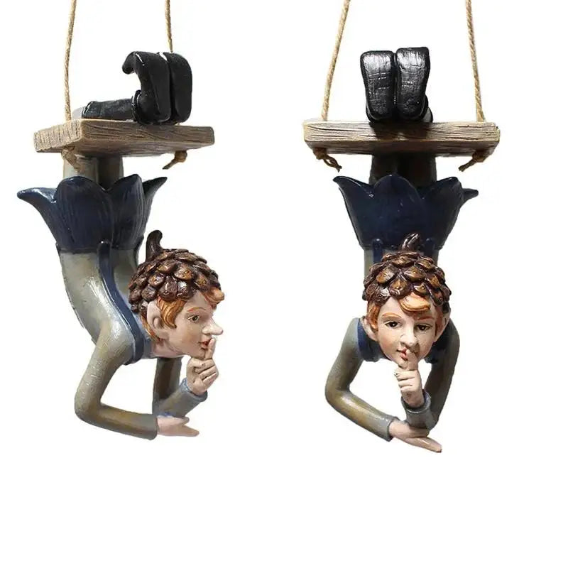 Garden Hanging Elf Ornament – Resin Fairy Figurine for Patio & Yard Garden Figurine Axl