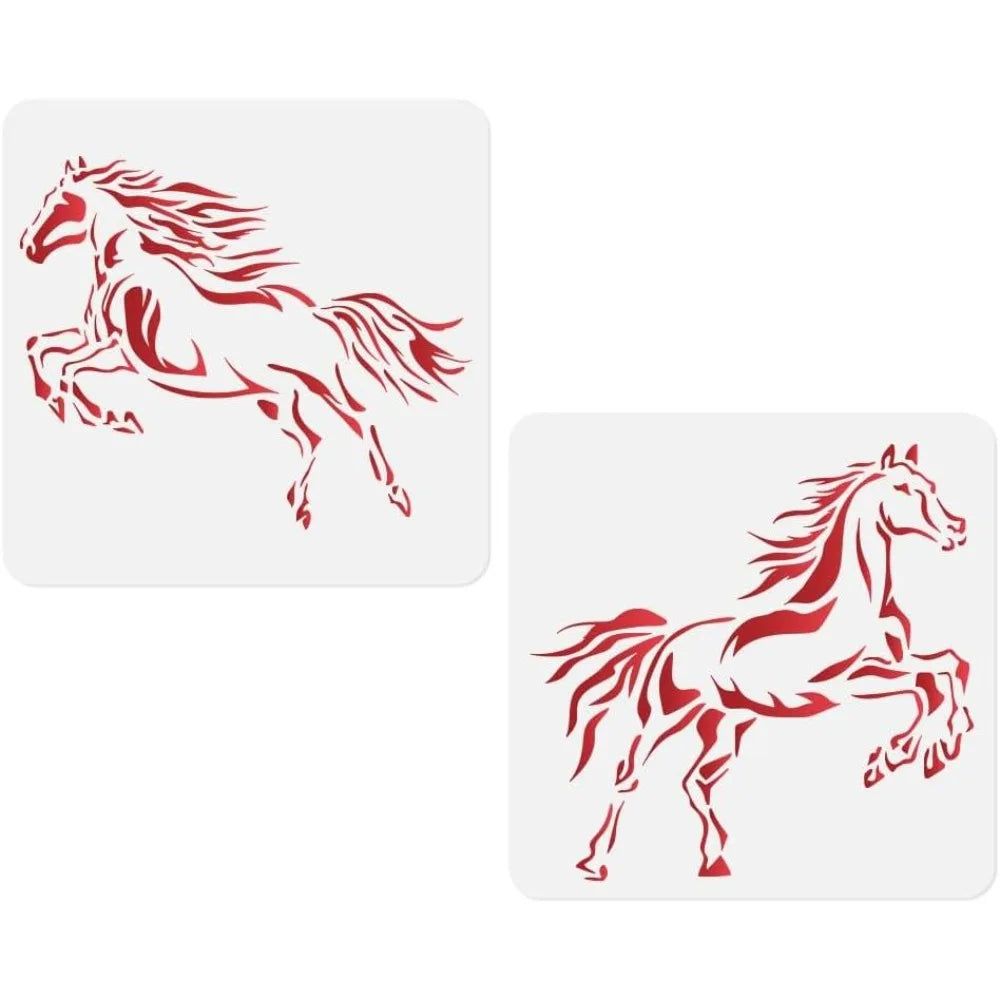 2Pcs Reusable Horse Wall Stencil 11.8" | DIY Painting Crafts Painting Stencil Axl AECH04-19435